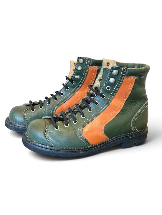 John Fluevog Other - Unisex 7.5M / 9.5F Fluvog Racer Boot - Green and Orange Leather Punk